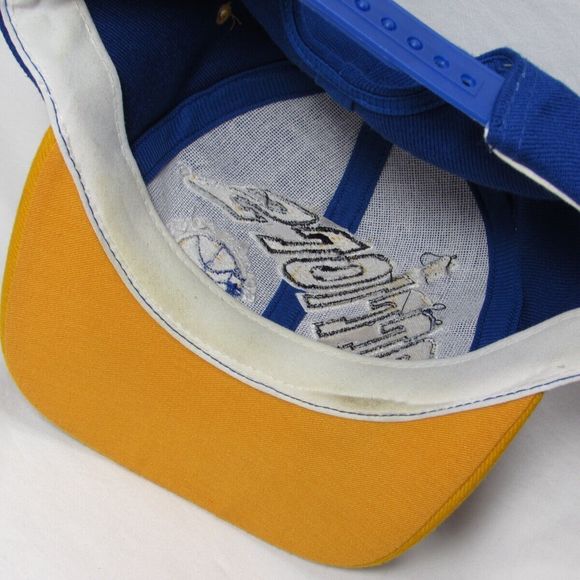 Vintage Golden State Warriors Snapback Hat AJD Blue/Yellow Big Logo Streetwear - Picture 7 of 7